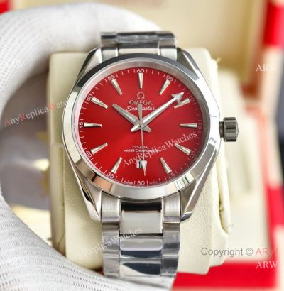 Replica Omega Seamaster Aqua Terra Cherry Dial Steel Watch Men